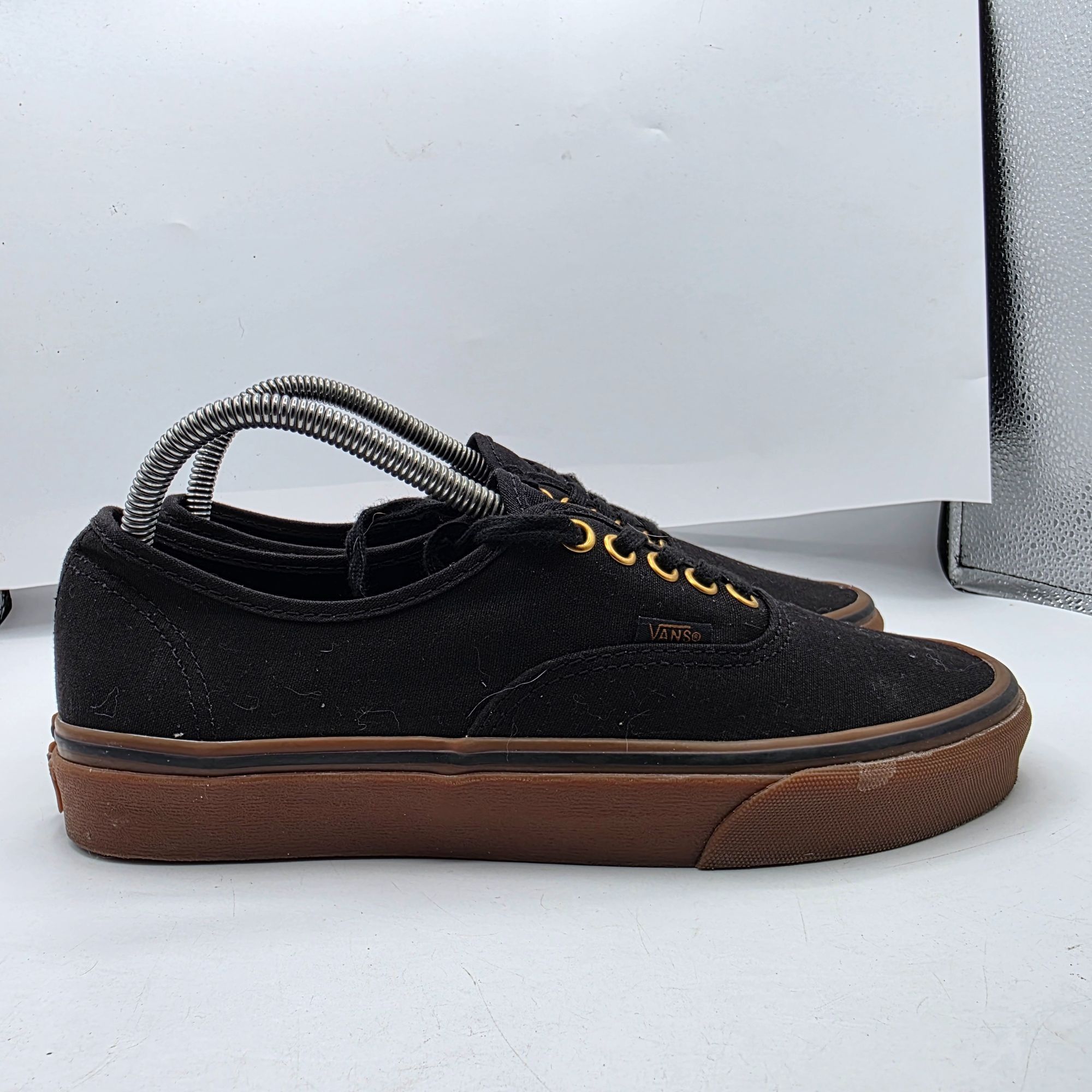 Vans Vans Authentic Black Gum Sole Womens Size 9.5 Black Gold Sho Size US 9.5 / IT 39.5 - 12 Thumbnail