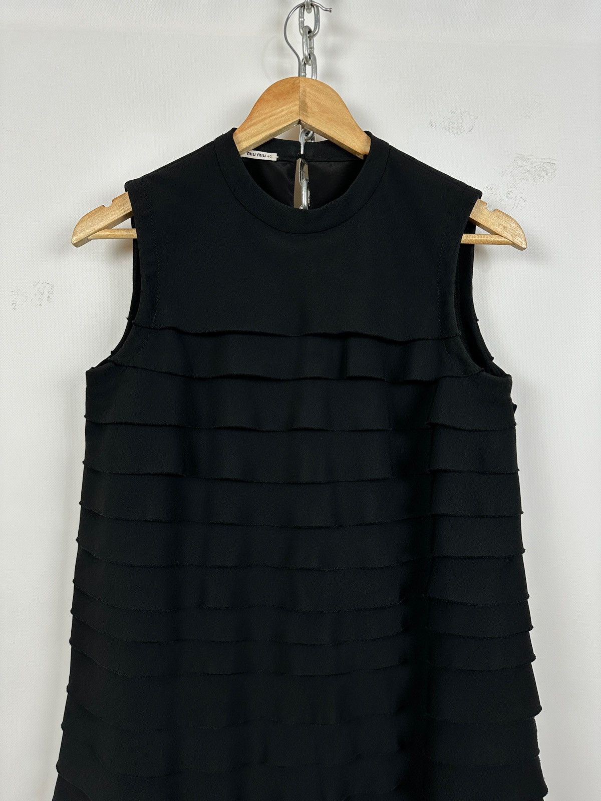 Miu Miu Miu Miu Black Layered Sleeveless Ruffle Textured Dress Size S / US 4 / IT 40 - 6 Thumbnail
