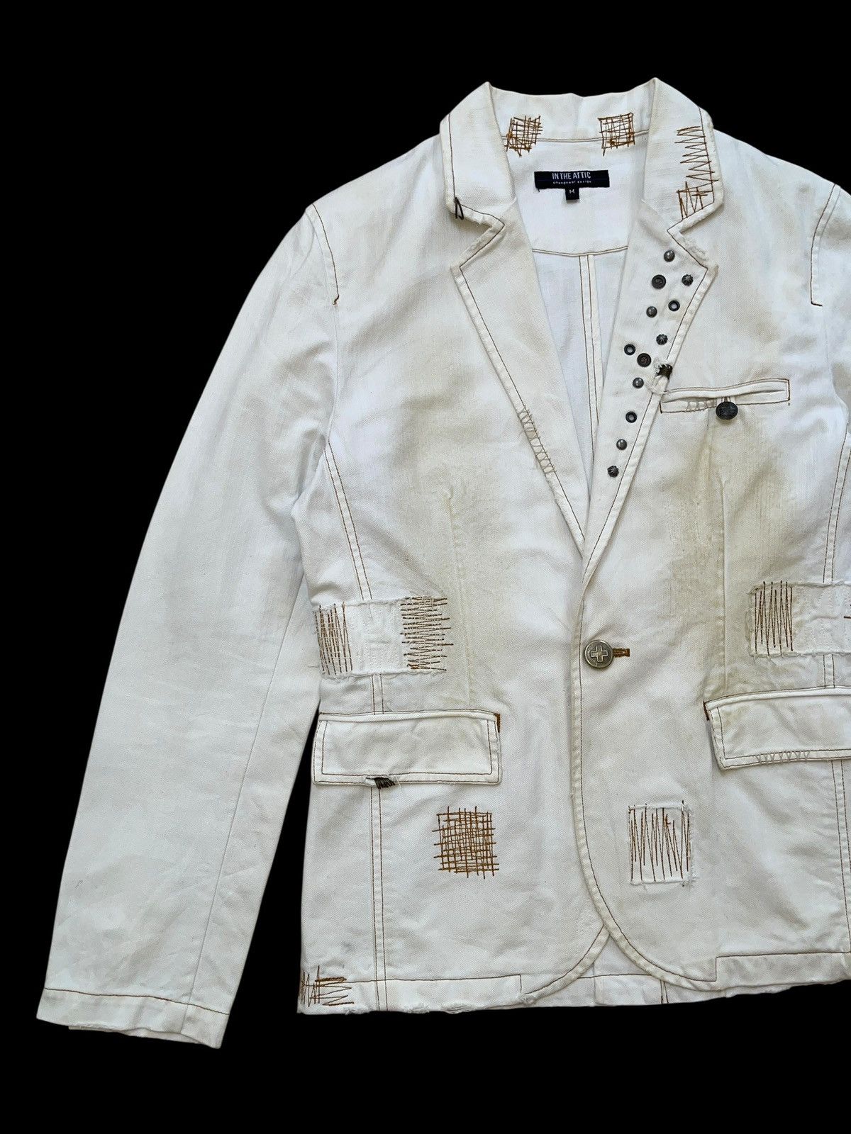 In The Attic Distressed Studs Dirty Pattern Chore Jacket Size US M / EU 48-50 / 2 - 5 Thumbnail