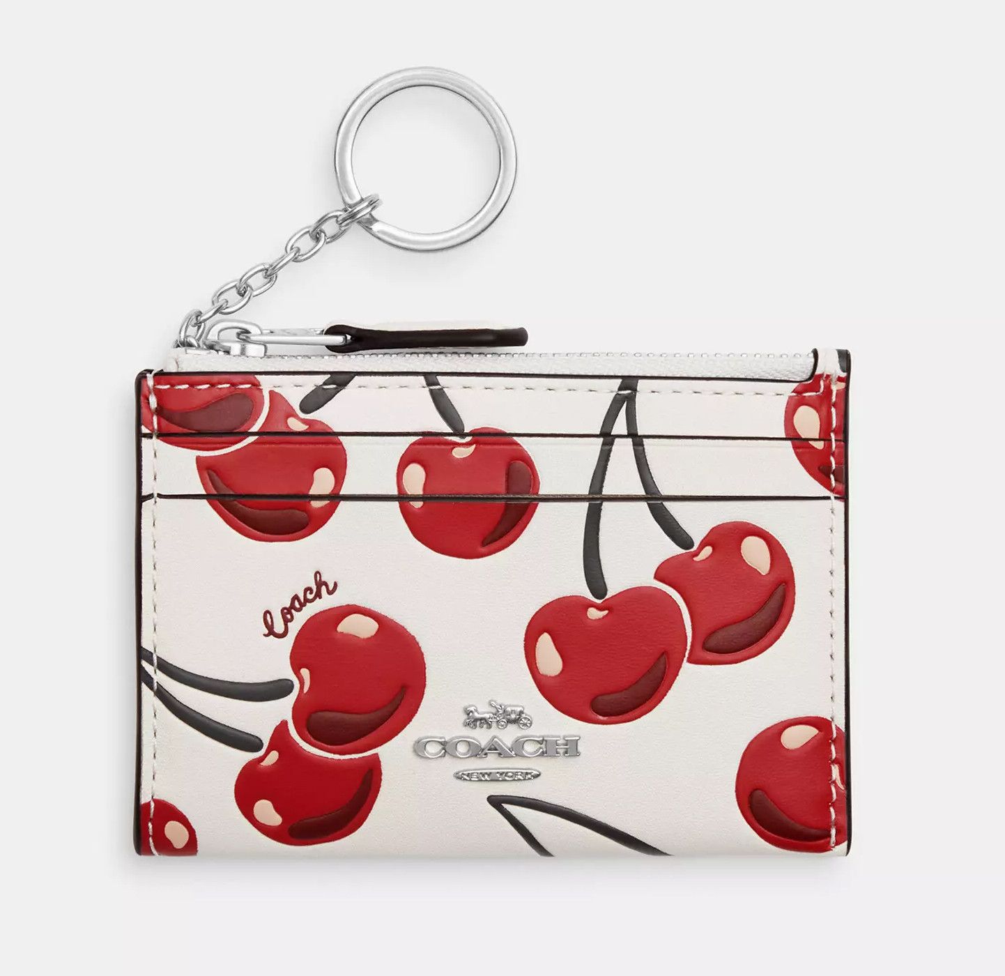 Coach 🍒 Mini Skinny Id Case With Cherry Print CZ463 Size ONE SIZE - 6 Thumbnail
