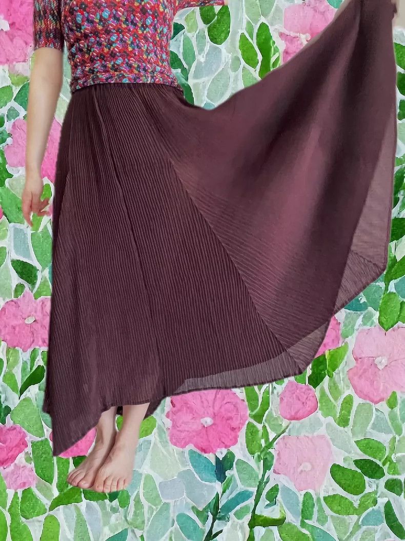 Issey Miyake Issey Miyake size:M Brown main line skirt Size 22" - 1 Thumbnail