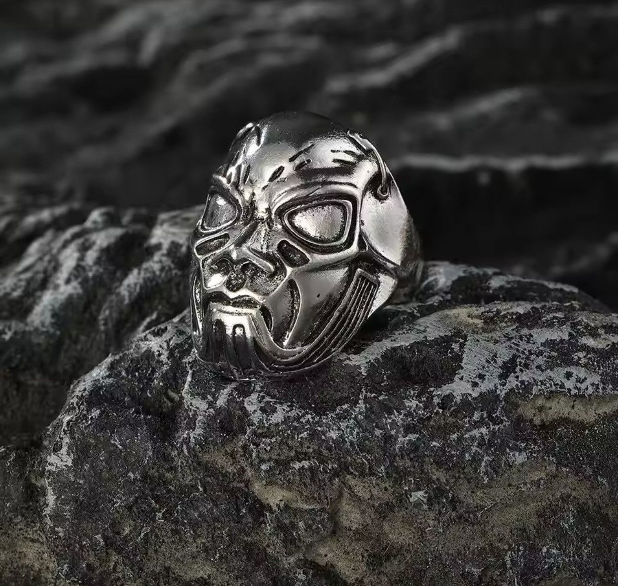 Jewelry Dark Skull Mask Ring Size ONE SIZE - 4 Thumbnail