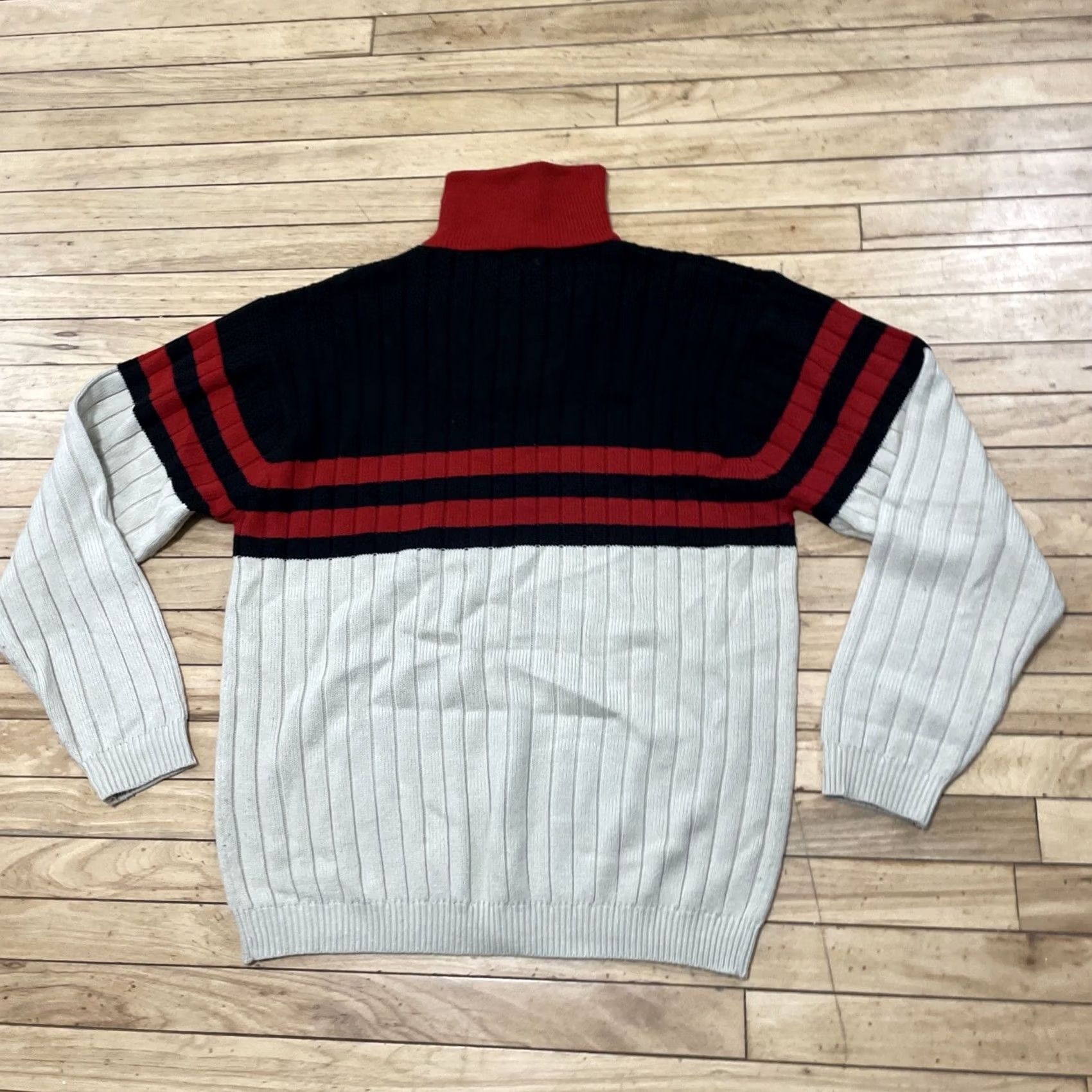 Sean John VINTAGE Sean John Sweater Mens XL Turtleneck Ribbed Red Black Cream Y2K Hip Hop Pullover Size US XL / EU 56 / 4 - 2 Thumbnail