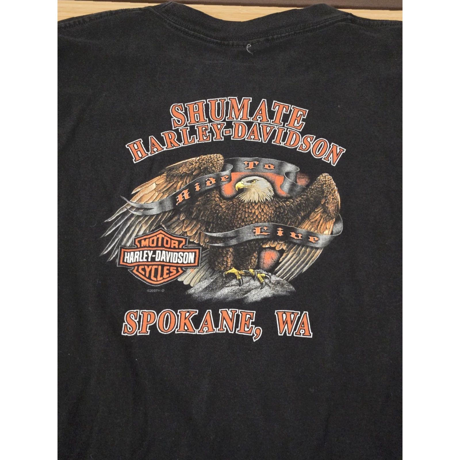 Harley Davidson VINTAGE Harley-Davidson Shirt Mens 2XL Black Shumate Spokane WA Biker Motorcycle USA Shirt Mens Black 2XL Vintage Graphic Print Size US XXL / EU 58 / 5 - 5 Thumbnail