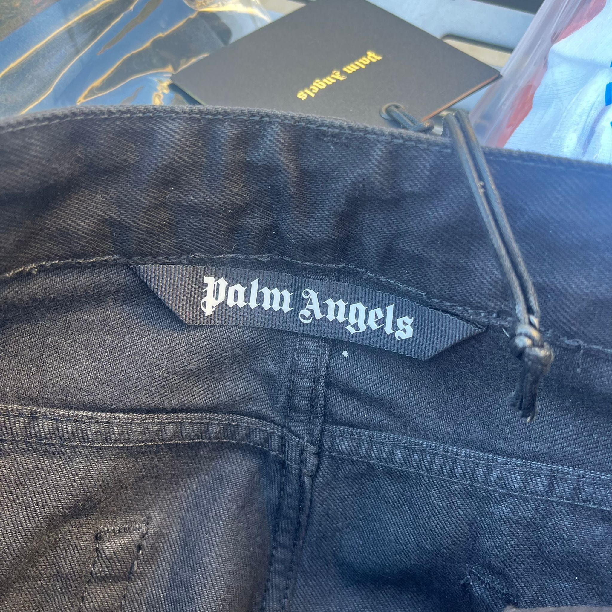 Palm Angels White Print Classic Logo Denim in Black Size US 32 / EU 48 - 14 Thumbnail