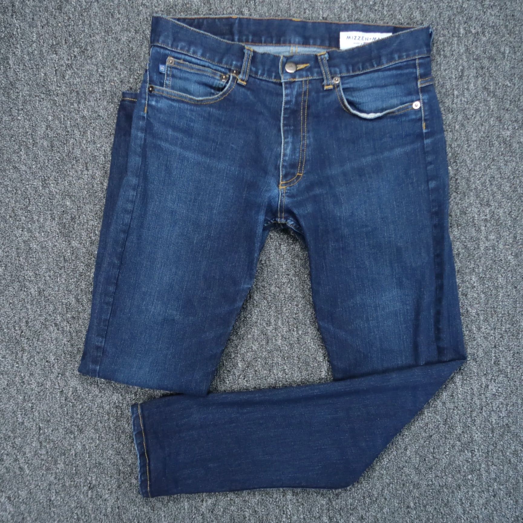 Mizzen+Main Mizzen+Main Jeans Men 30x28 Jeans 5-Pocket Indigo Denim Stretch Dark Blue 30 Regular 28 Inseam Mens Size US 30 / EU 46 - 2 Thumbnail