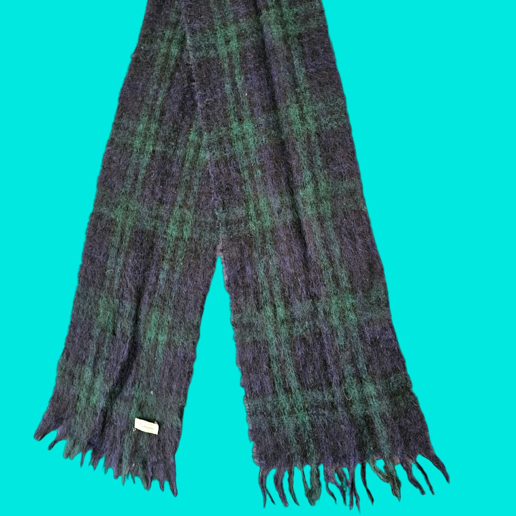 Vintage VINTAGE Kaufmann's Of Pittsburgh Scotland Scarf Green Blue Plaid Size ONE SIZE - 1 Thumbnail