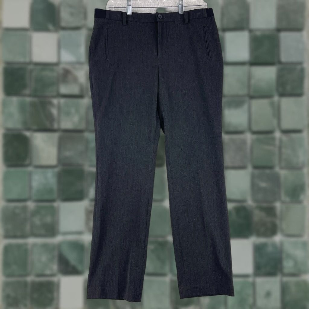 NYDJ NYDJ Gray Straight Leg Dress Pants Womens Mid-Rise Flat Front Workwear Size 10P Size 32" / US 10 / IT 46 - 1 Thumbnail