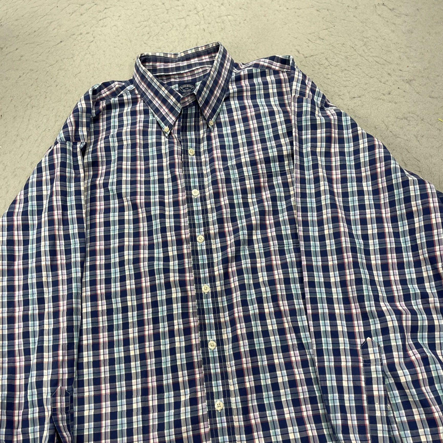 Brooks Brothers Brooks Brothers Shirt Mens 4XL Blue Plaid 100% Cotton Long Sleeve Button-Up Casual Size US XXL / EU 58 / 5 - 3 Thumbnail