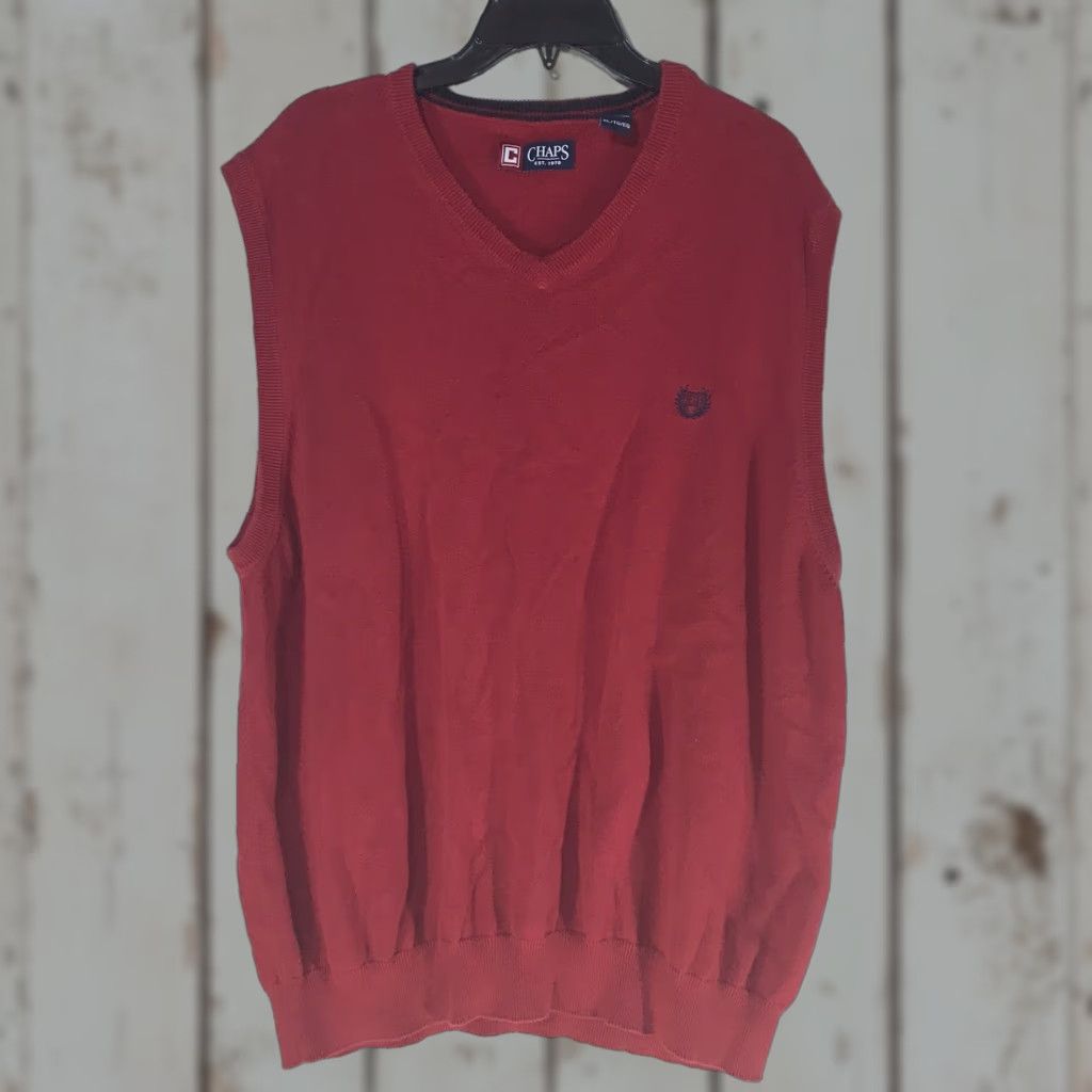 Chaps Chaps Sweatshirt Vest Pullover Men XL Red 100% Cotton Logo Knit Breathable Lightweight Winter Golf Mens XL Size US XL / EU 56 / 4 - 1 Thumbnail