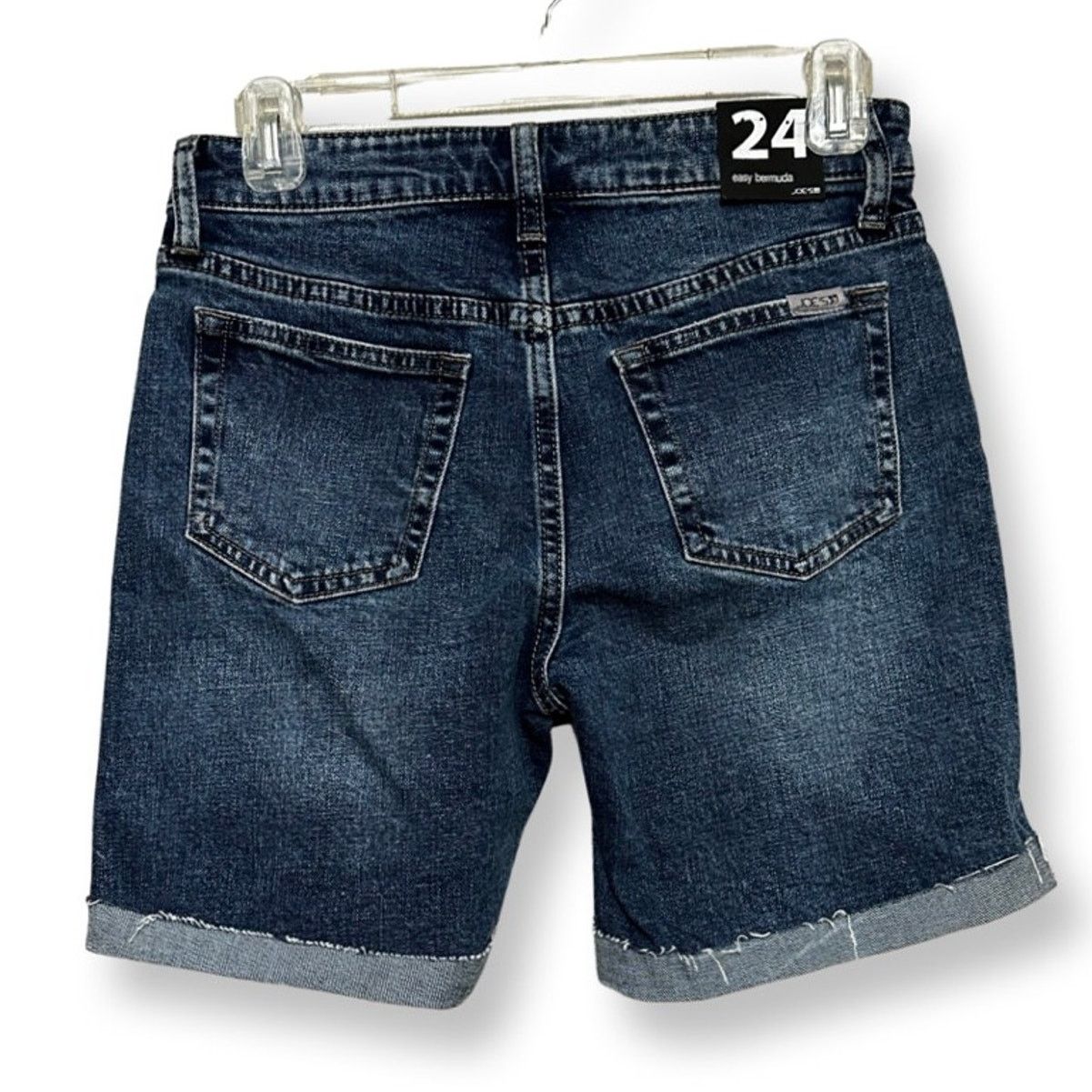 Joe's Joes Jeans Jean Shorts Cuffed Dark Whiskered Raw Hem 24 New Size 24" / US 00 / IT 34 - 4 Thumbnail