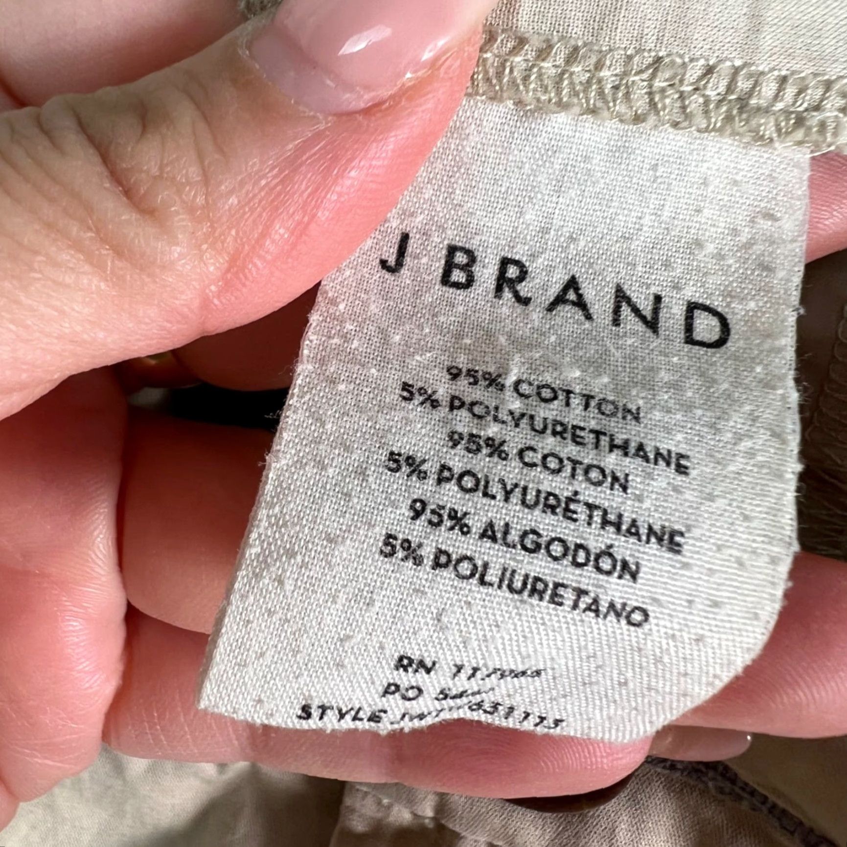J Brand J Brand Womens Pants Cropped Straight-Leg Beige 8 Cotton Blend 24in Inseam Knit Front Flat Front Regular M Size 30" / US 8 / IT 44 - 4 Thumbnail