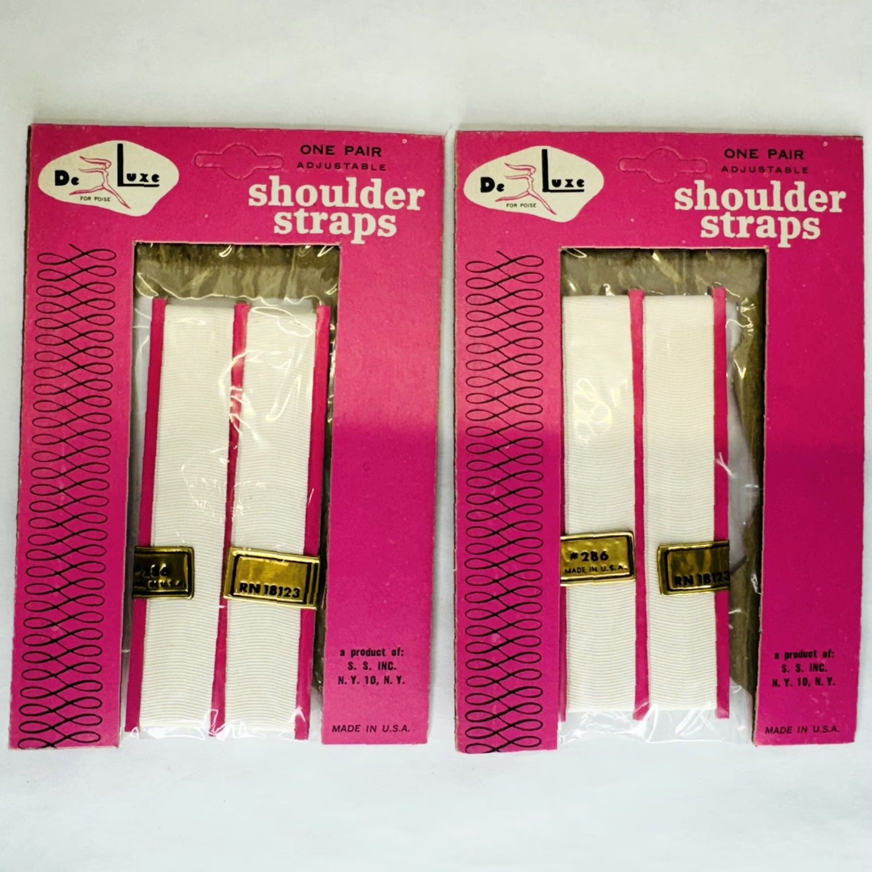 Vintage VINTAGE DeLuxe For Poise Adjustable Shoulder Straps Pair Lot of 2 Bra Slips NEW | White Polyester Size ONE SIZE - 6 Thumbnail