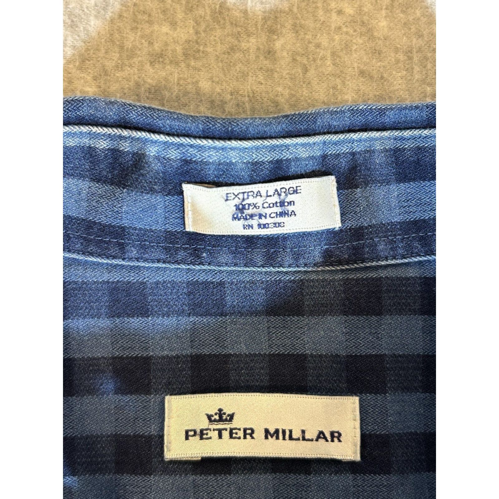 Peter Millar Peter Millar Shirt Mens XL Blue Check Button Long Sleeve Office Golf Cotton Shirt Size US XL / EU 56 / 4 - 7 Thumbnail