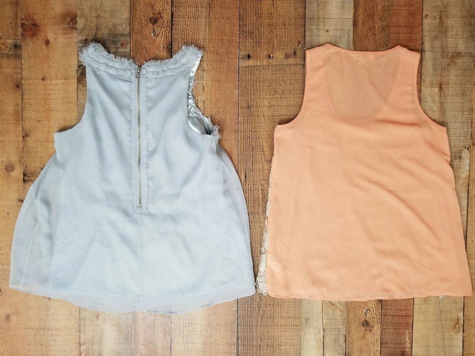 Designer Womens Tank Top Lot Medium Dressy Silk Orange Silver Size M / US 6-8 / IT 42-44 - 2 Thumbnail