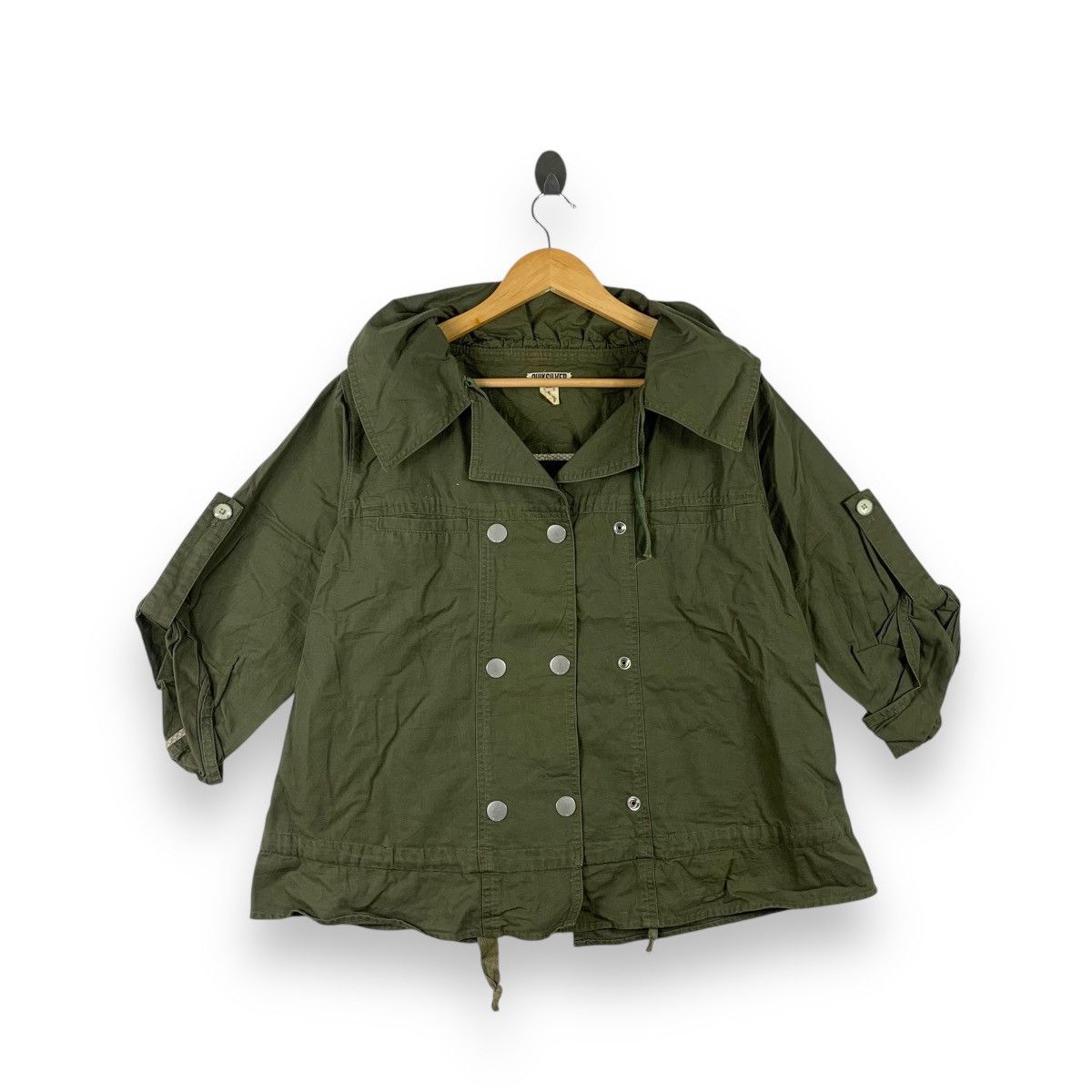 Vintage QUIKSILVER Olive Green Hooded Jacket Button