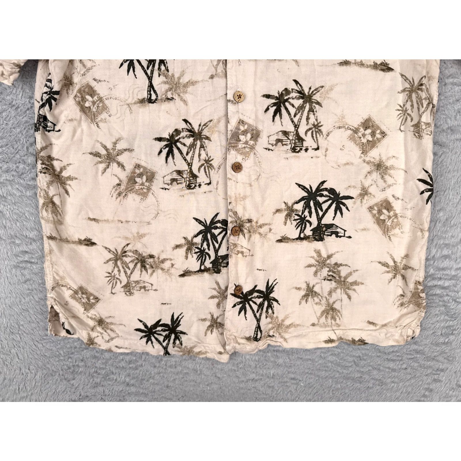 Vintage Havana Jack's Cafe Shirt Men Medium Ivory Floral Palm Hawaiian Button Up Rayon Size US M / EU 48-50 / 2 - 5 Thumbnail