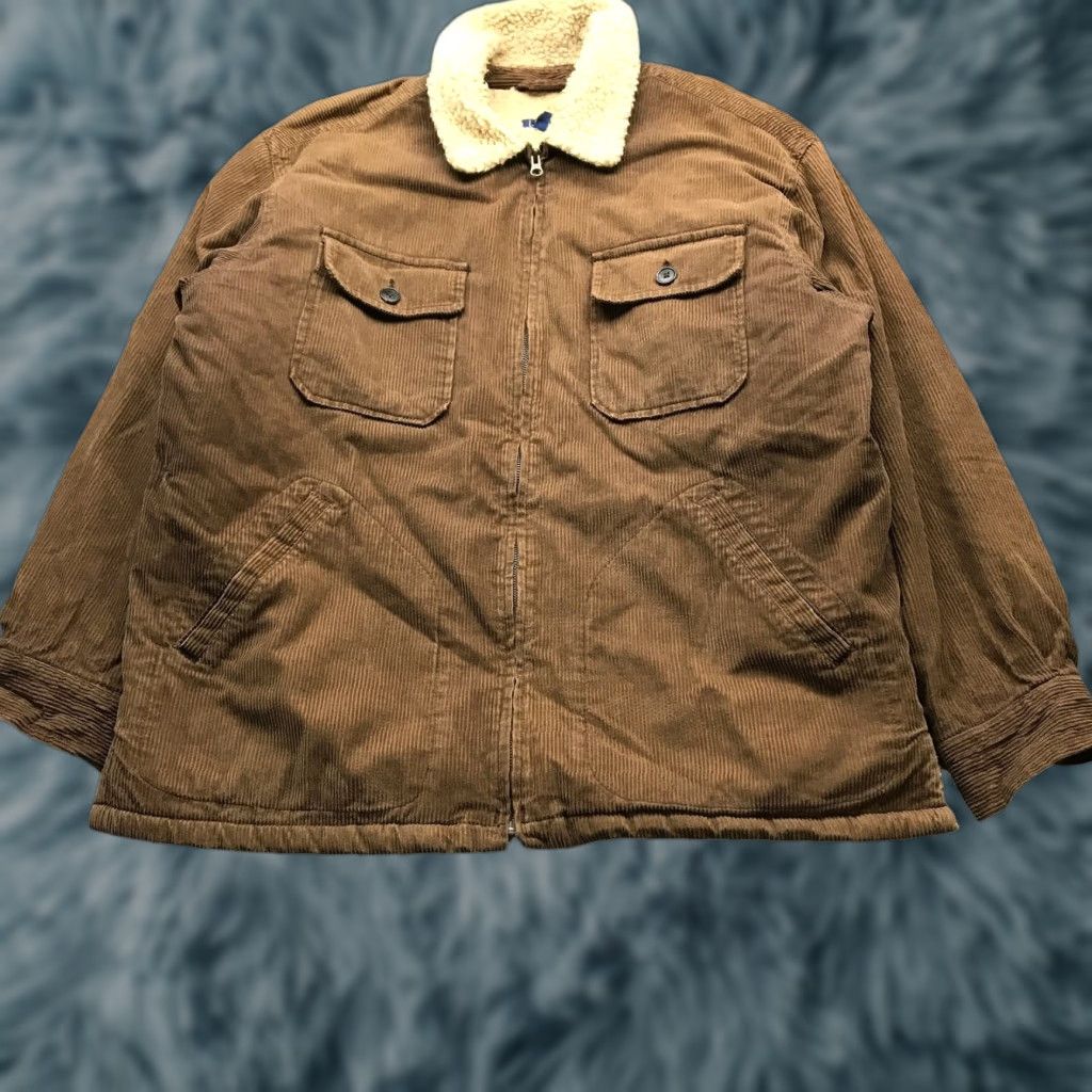 Vintage VINTAGE J Crew Sherman? No—J Crew Sherpa Lined Corduroy Jacket Mens Large Brown Zip Pockets Collared Jacket Size US L / EU 52-54 / 3 - 1 Thumbnail