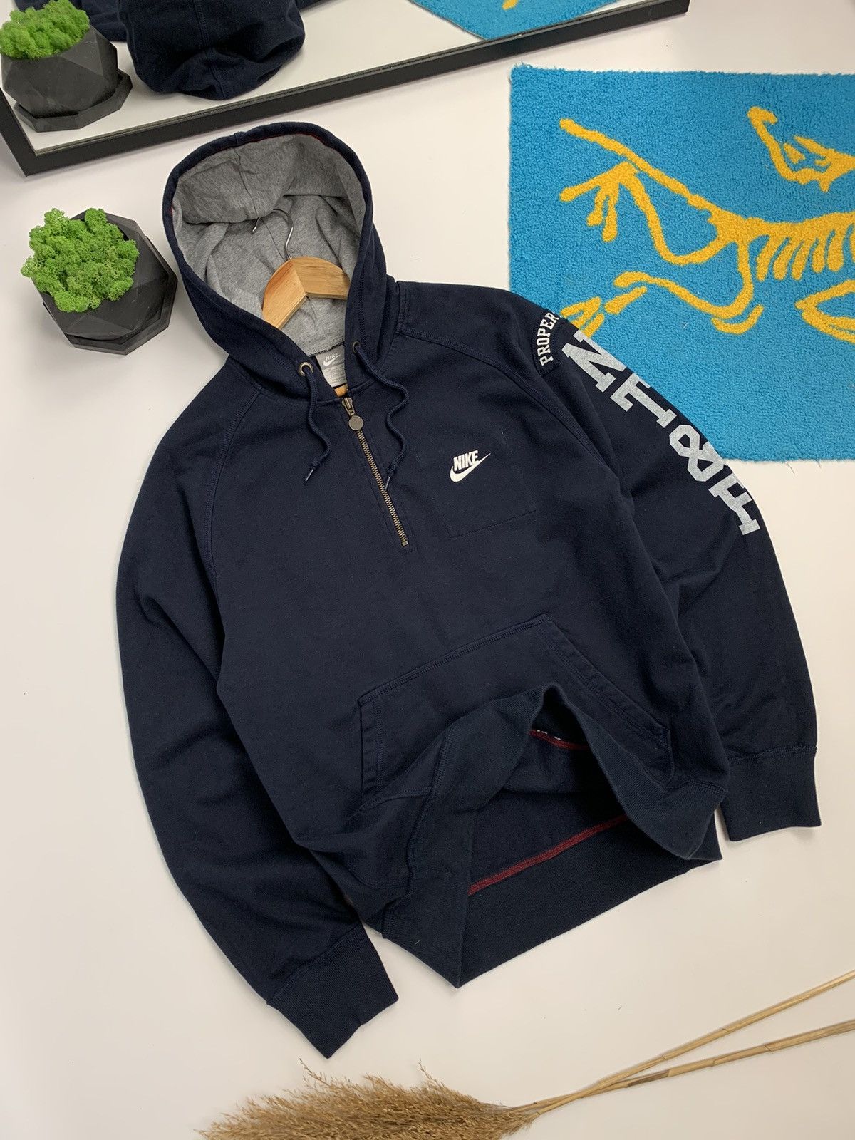 Nike × Vintage Vintage 90’s Nike 1/4 Pocket Hoodie Size US M / EU 48-50 / 2 - 11 Thumbnail