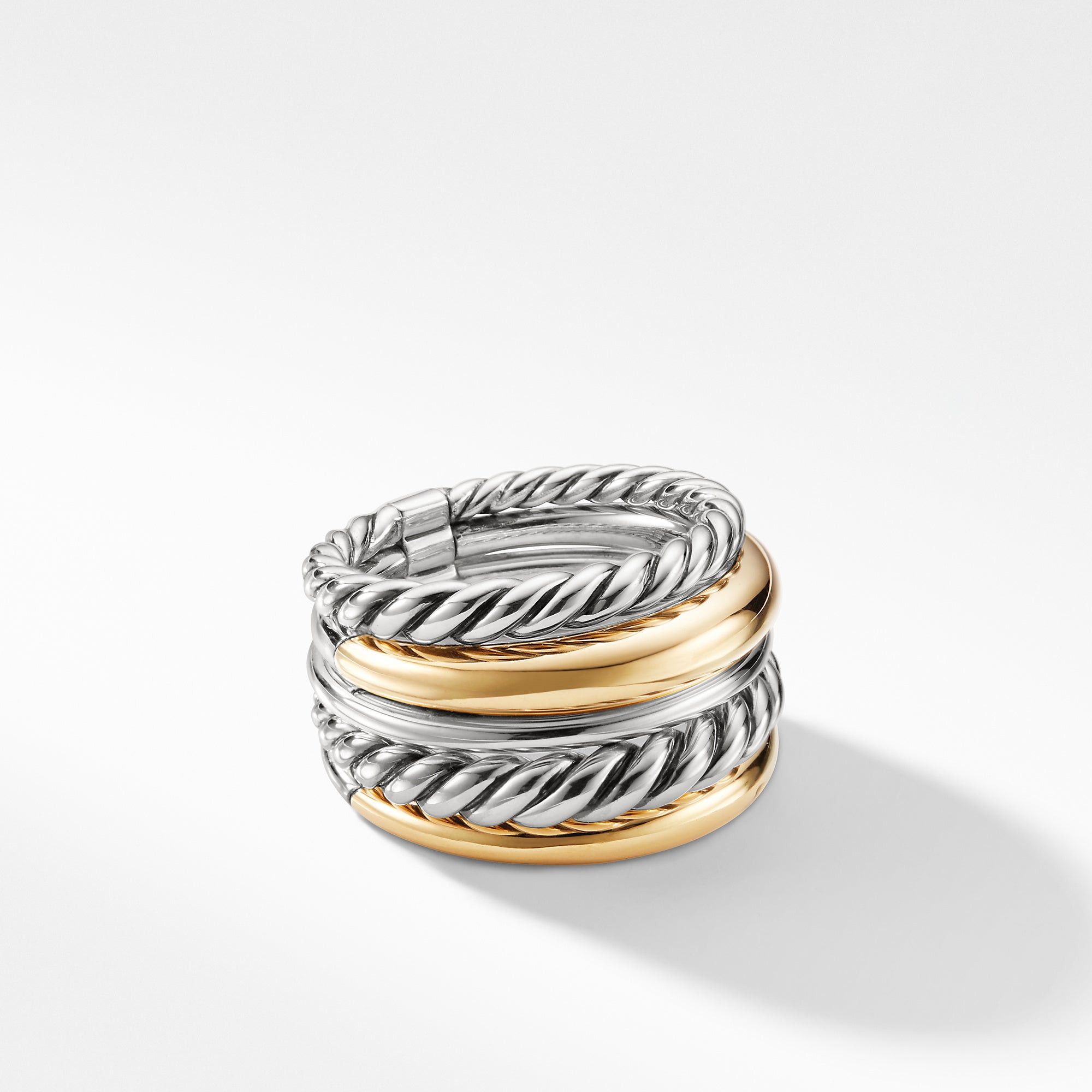David Yurman o1w1db10325 Pure Form Five Ring Silver with 18K Yellow Gold Size ONE SIZE - 2 Thumbnail