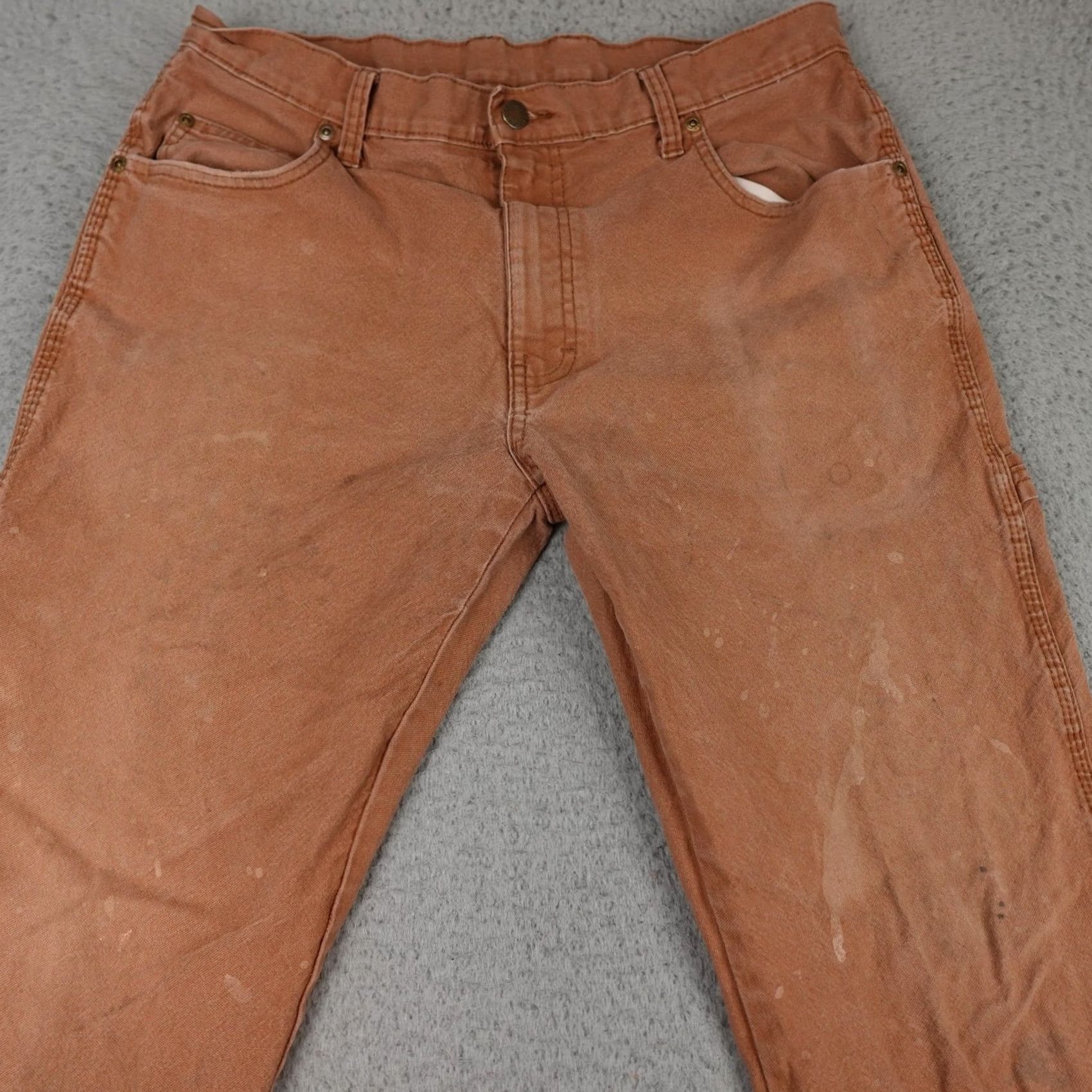 Dickies Dickies Carpenter Pants Mens 33x32 Brown Canvas Workwear Distressed Stains Size US 33 - 4 Thumbnail