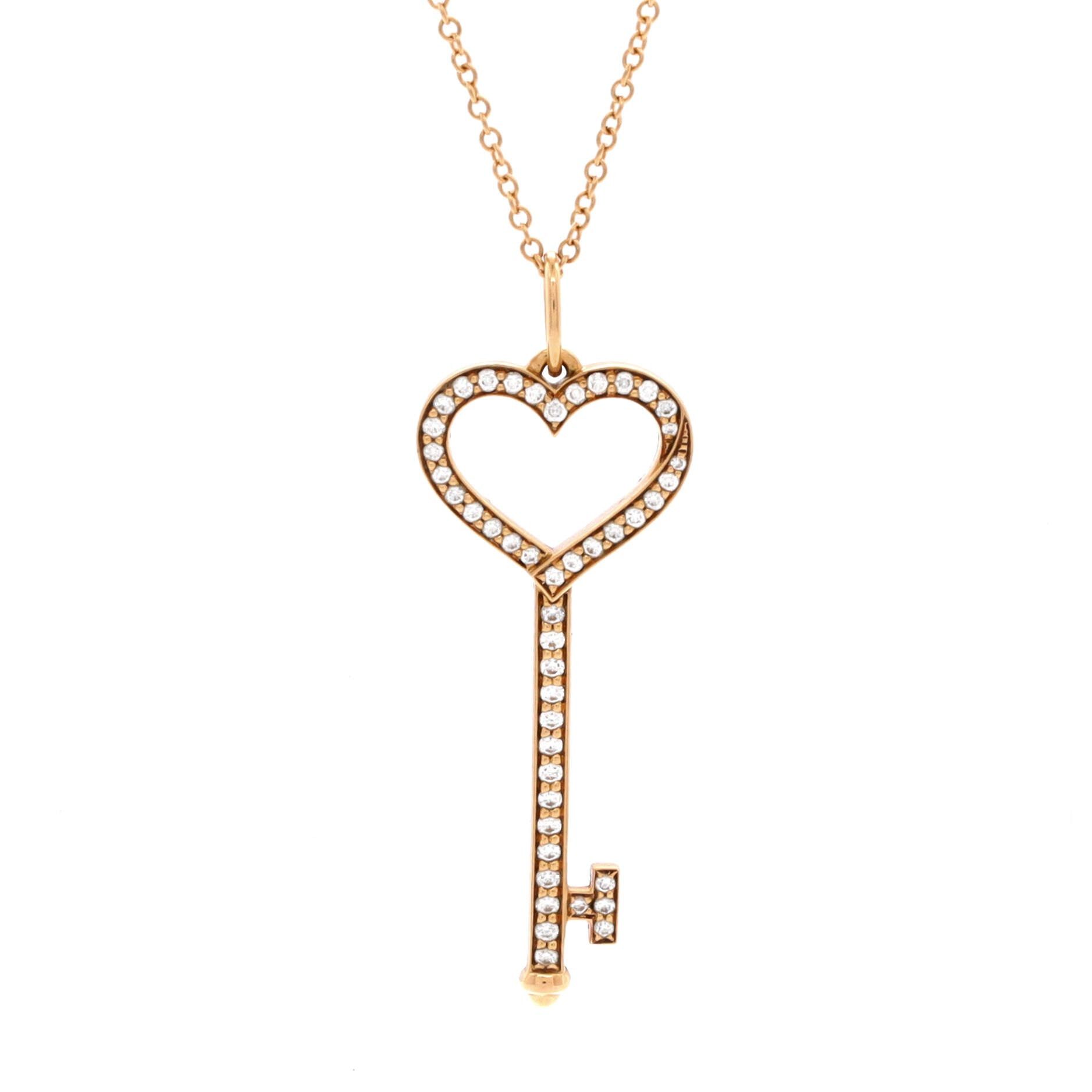 Tiffany & Co. Open Heart Key Pendant Necklace Size ONE SIZE - 1 Thumbnail