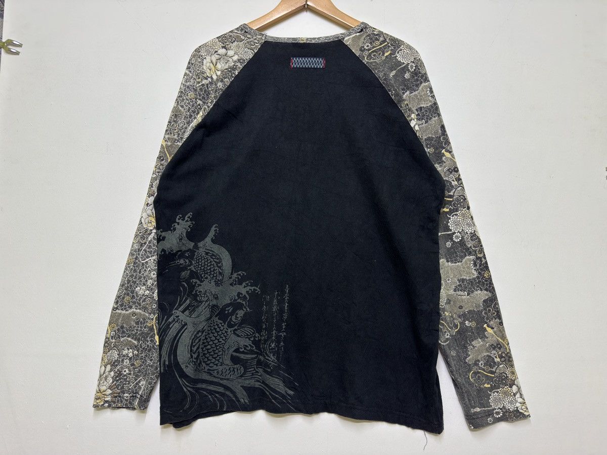 Japanese Brand Sukajan Fish Koi Raglan Japanese Tattoo Long Sleeve Tee Size US L / EU 52-54 / 3 - 12 Thumbnail
