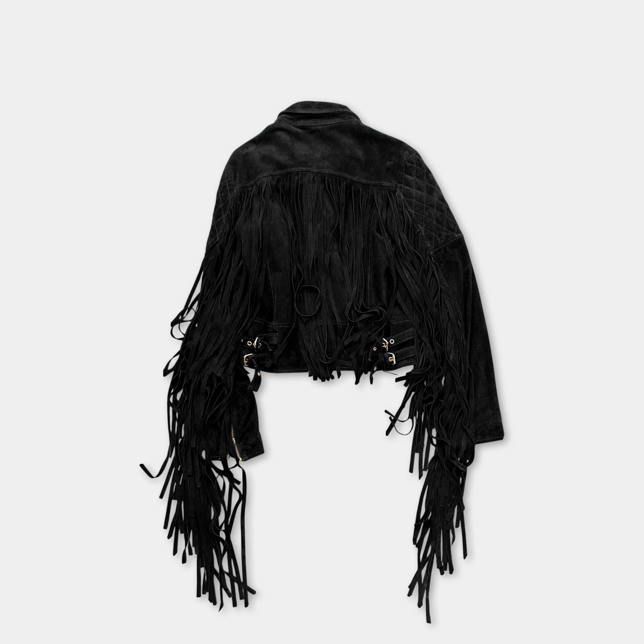 Balmain Pierre Balmain Suede Fringe Cowboy Biker Jacket Size US XS / EU 42 / 0 - 5 Thumbnail