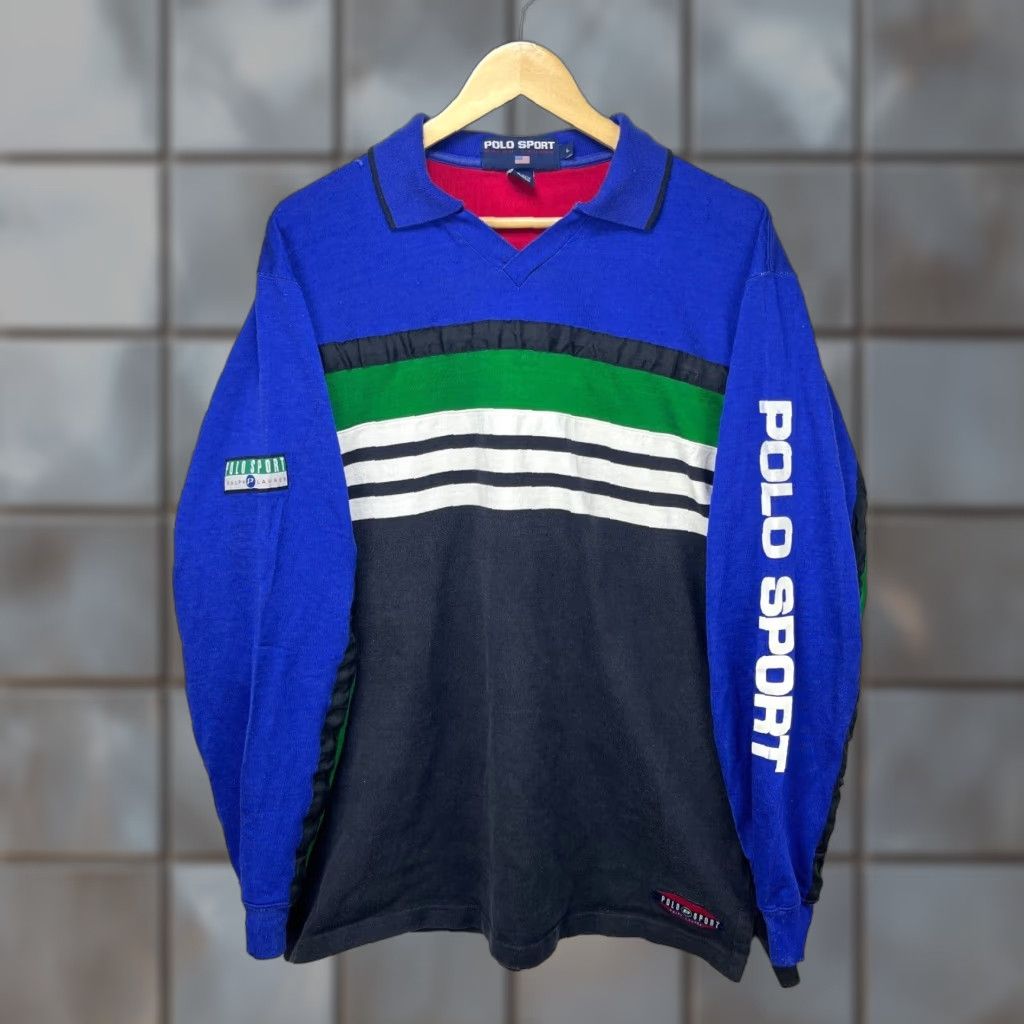Vintage VINTAGE Polo Sport Ralph Lauren Pepsi Rugby Long Sleeve Shirt L Blue 90s Mens Size US L / EU 52-54 / 3 - 1 Thumbnail