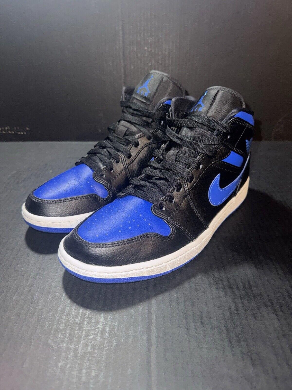 Jordan Brand Nike Air Jordan 1 Mid Black Hyper Royal - 554724-068 - Sz 9 Size US 9 / EU 42 - 4 Thumbnail