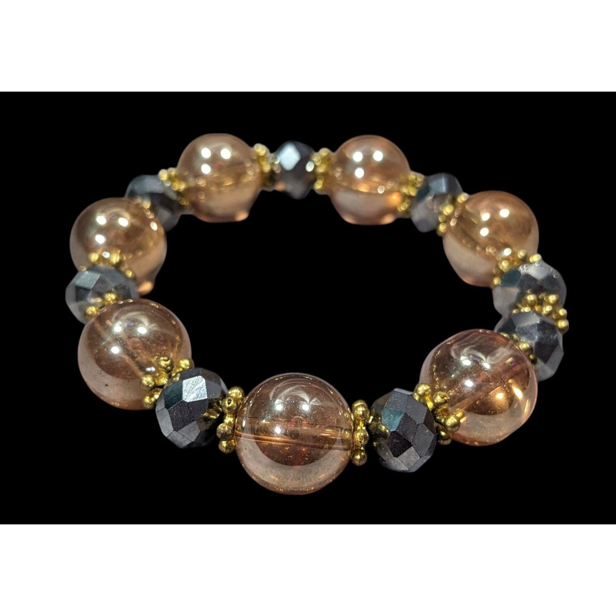Other Whimsical Silver And Gold Tone Glass Beaded Bracelet Size ONE SIZE - 5 Thumbnail