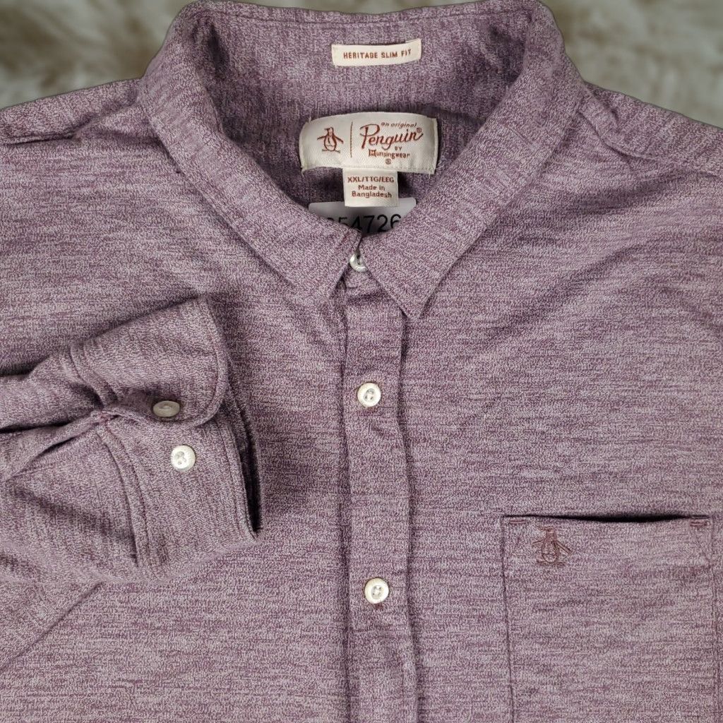 Original Penguin VINTAGE Penguin Shirt Mens 2XL Red Solid Long Sleeve Button-Up Casual Classic All Seasons Winter Spring Summer Fall Mens Size US XXL / EU 58 / 5 - 1 Thumbnail