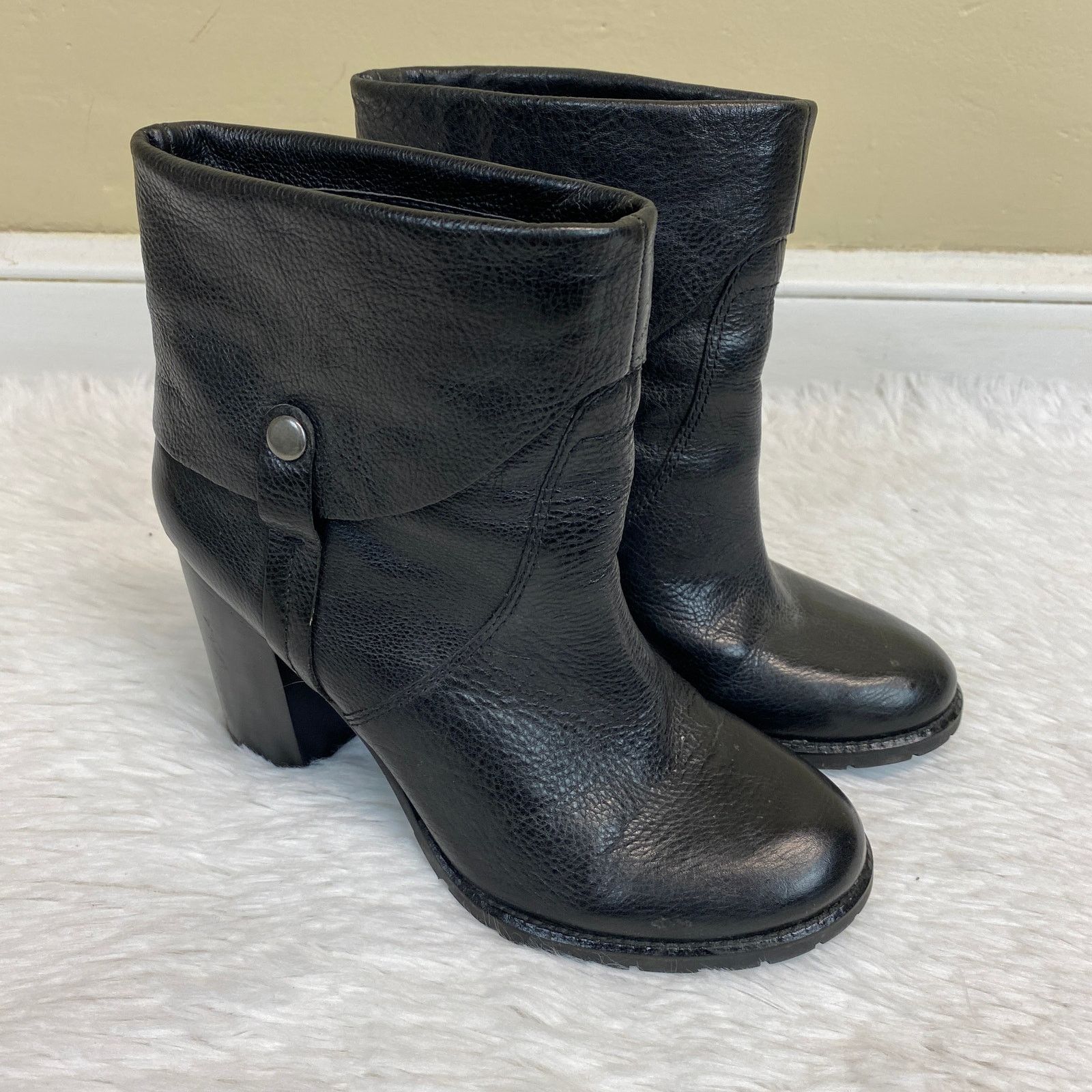 Franco Sarto Franco Sarto Occela Black Leather Ankle Boots Size 8 Size US 8 / IT 38 - 2 Thumbnail