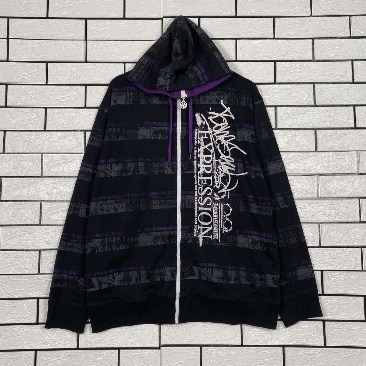 Japanese Brand 📌B One Soul Zipper Hoodie Full Print Size US XL / EU 56 / 4 - 2 Thumbnail