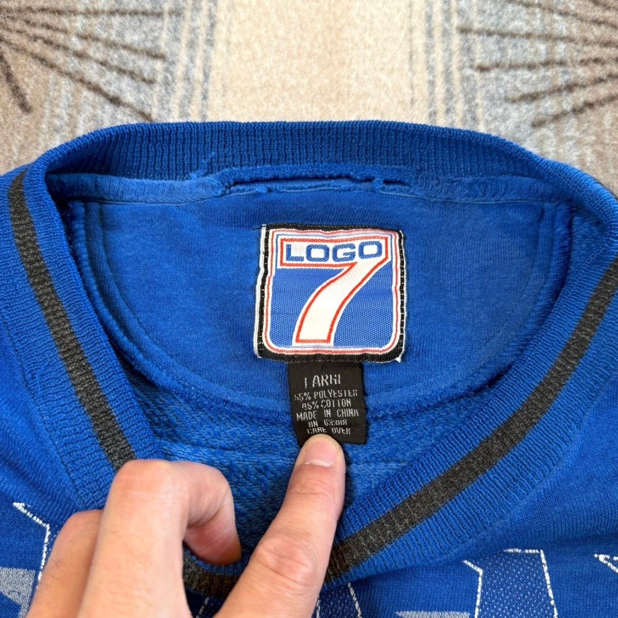 Logo 7 VINTAGE Logo 7 Sweatshirt Crewneck Detroit Lions Blue L Men's 90s Sports USA 1995 Size US L / EU 52-54 / 3 - 3 Thumbnail