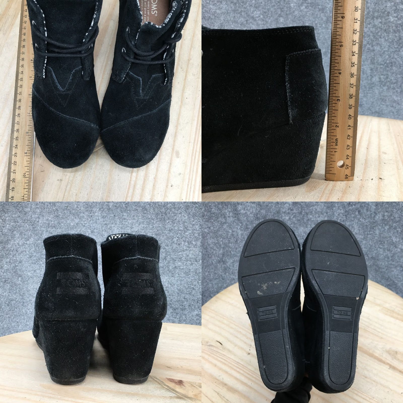 Toms TOMS Boots Womens 7.5 Desert Wedge Ankle Bootie Black Suede Lace Up Bootie Size US 8 / IT 38 - 8 Thumbnail