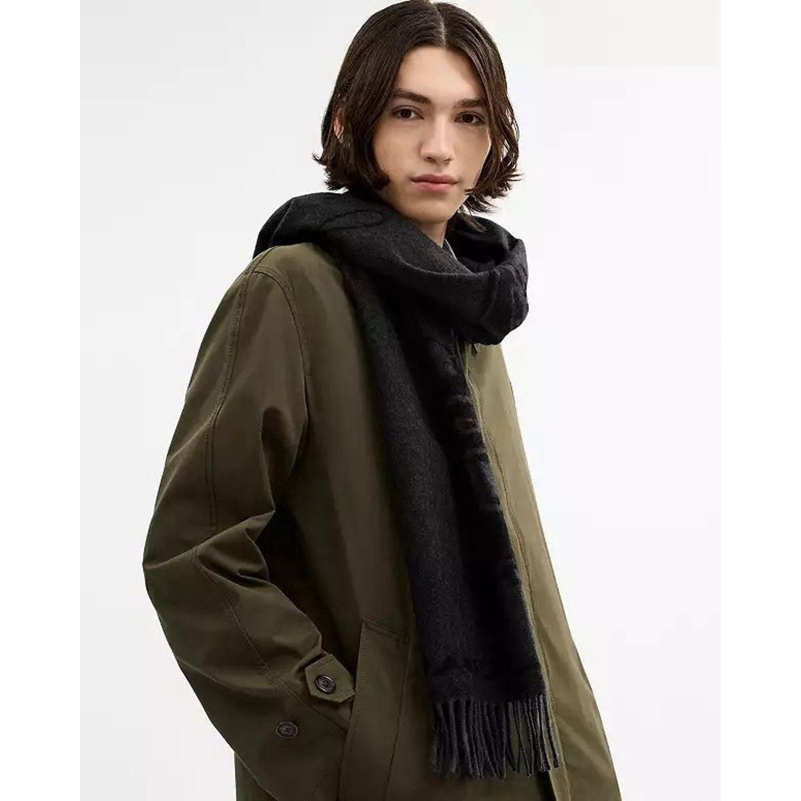Coach NWT Coach Horse Carriage Oversized Muffler Scarf BLACK CU808 Size ONE SIZE - 9 Thumbnail