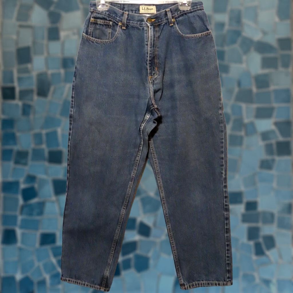 Vintage L.L. Bean Jeans Womens 14 Regular Relaxed Fit Wide-Leg Blue Denim Cotton Zip 5-Pocket Mid Rise Regular Womens Jeans Size 36" / US 14 / IT 50 - 1 Thumbnail
