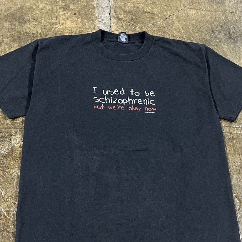 Vintage I Used To Be Schizophrenic Funny Y2K Humor Parody Tee Shirt Size US XL / EU 56 / 4 - 1 Thumbnail