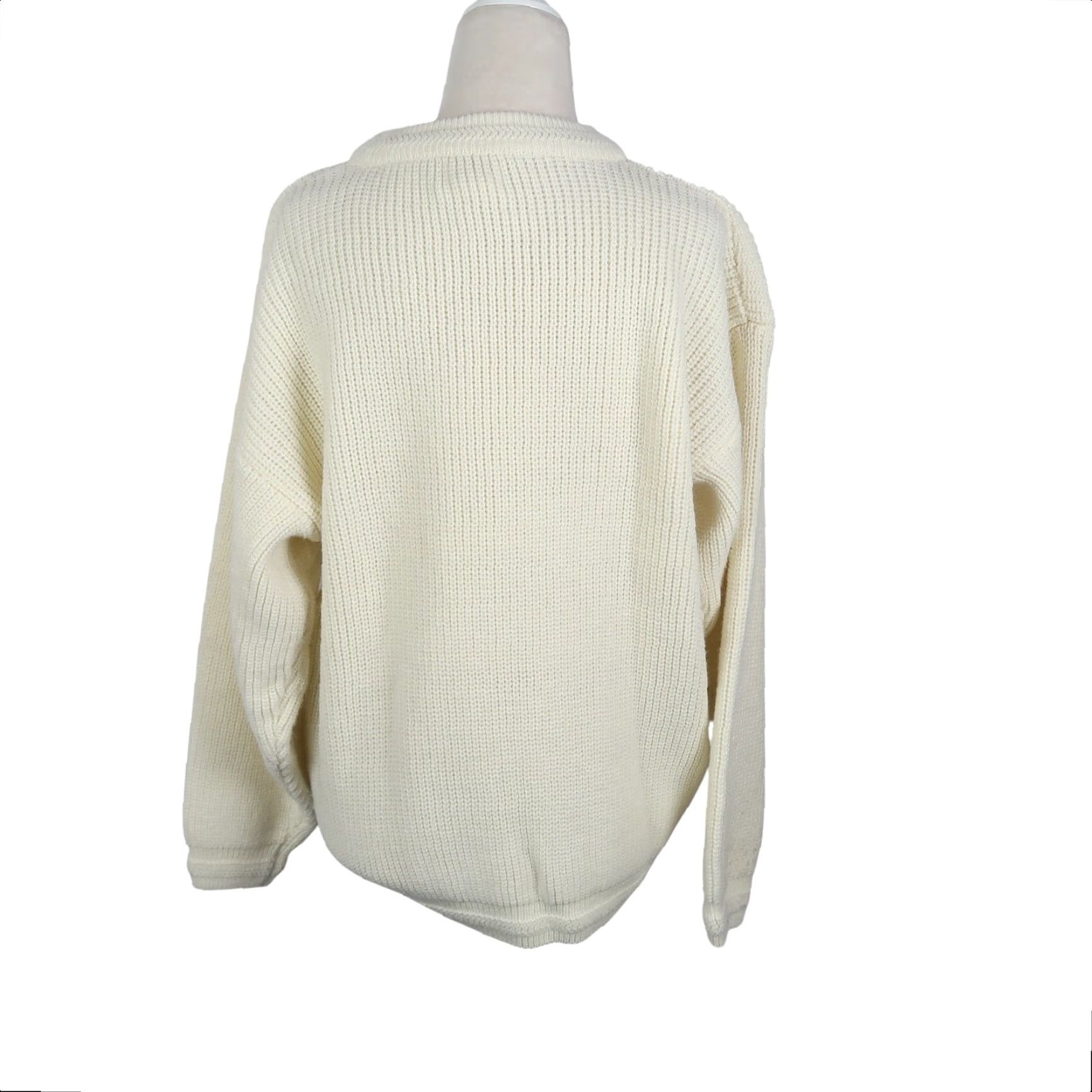 Vintage VINTAGE TJW by Mervyn's Cream Rib Knit Pullover Sweater M Winter Fall 80s 90s Womens Crew Neck Long Sleeve Solid Size M / US 6-8 / IT 42-44 - 4 Thumbnail