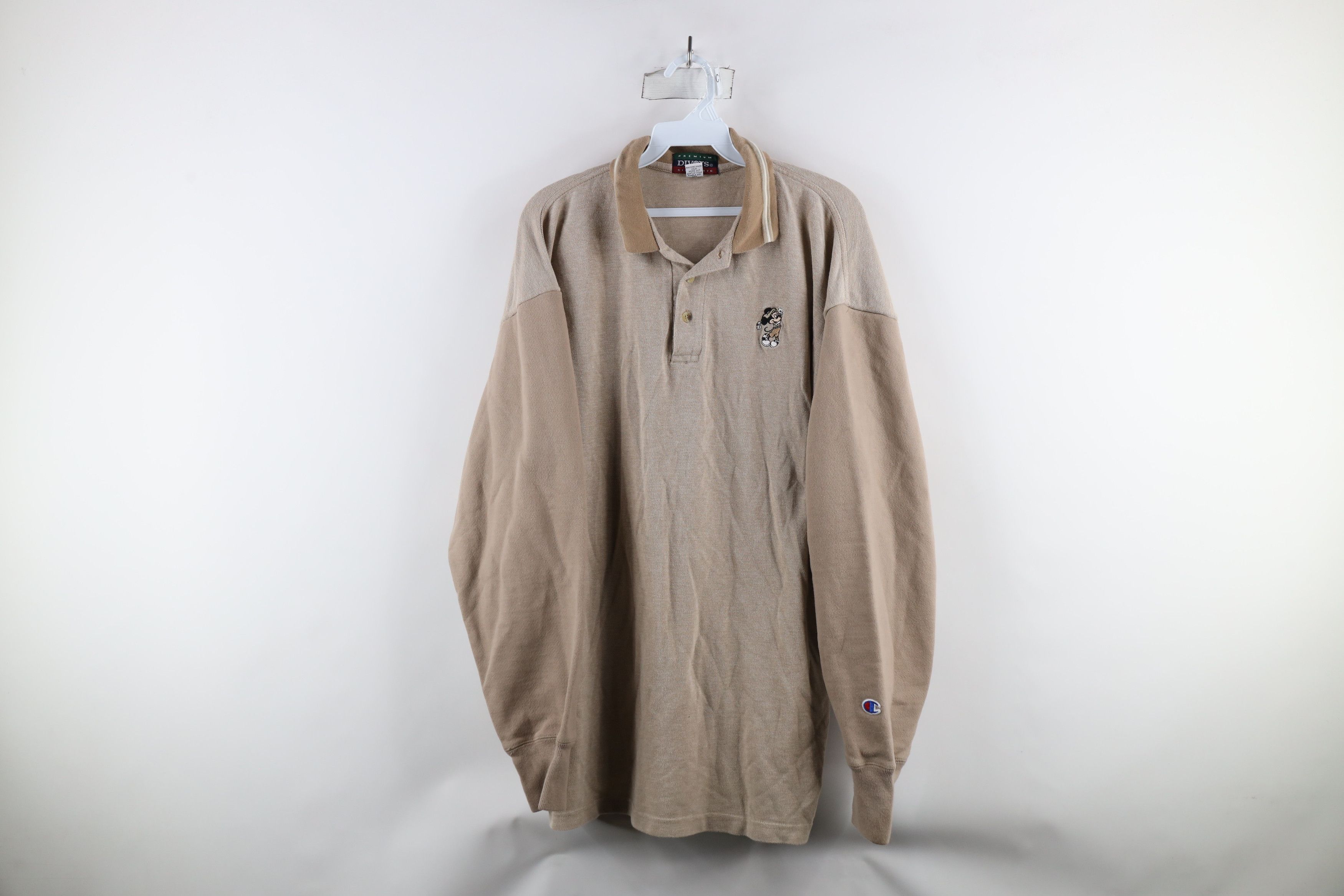 Vintage Vintage 90s Mickey Mouse Collared Long Sleeve Polo Beige Size US XXL / EU 58 / 5 - 1 Thumbnail