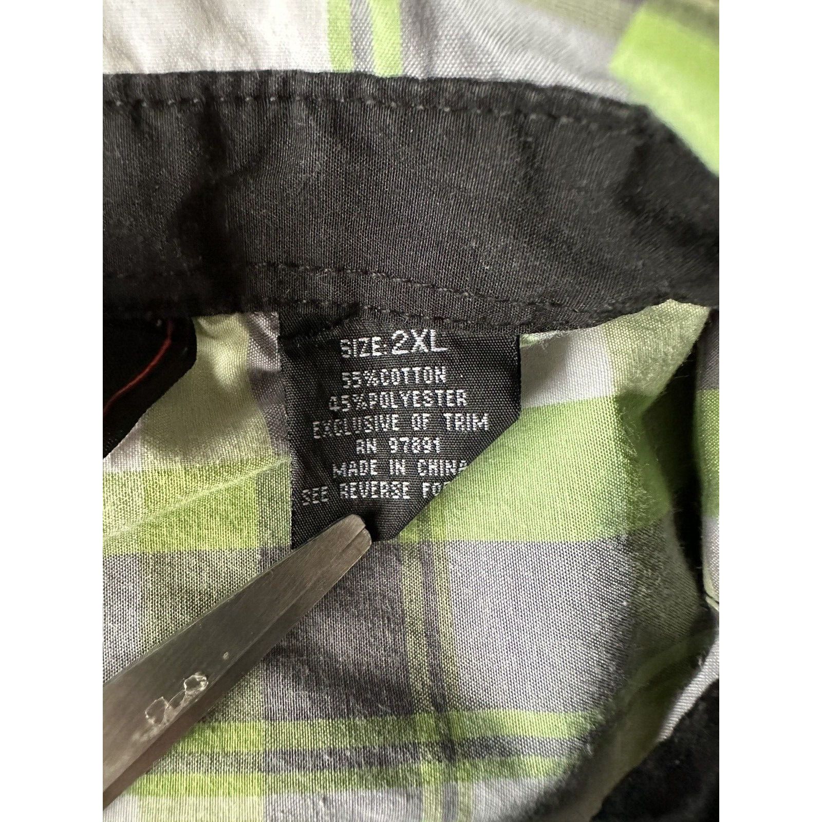 Other Red Ape Mens Shirt 2XL Plaid Green/Gray/White w/Black Trim Size US XXL / EU 58 / 5 - 9 Thumbnail