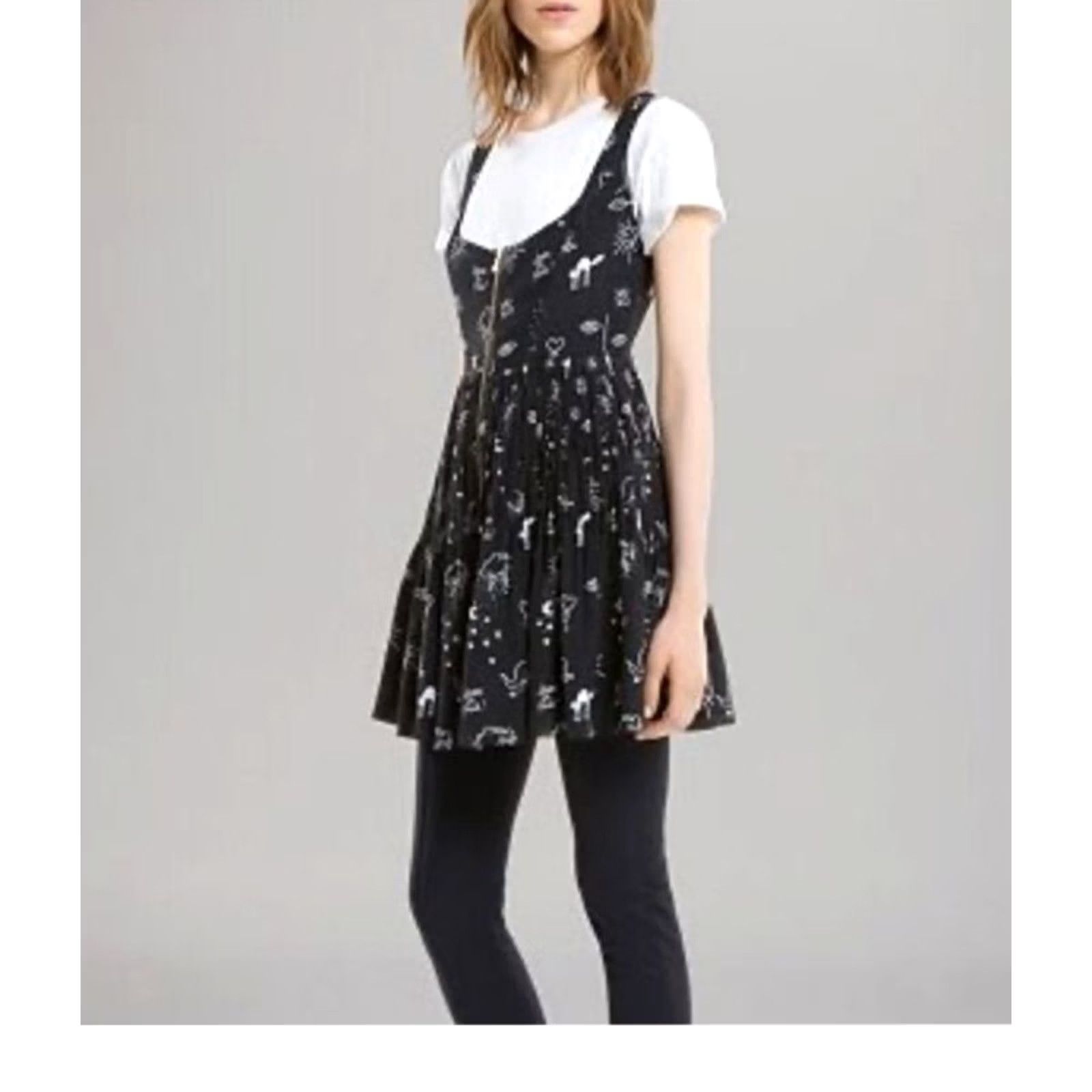 Sandro Sandro Paris Women’s Silk Halloween Ghost Cat Doodle Print 3D Dress Sz 1 Size XS / US 0-2 / IT 36-38 - 2 Thumbnail