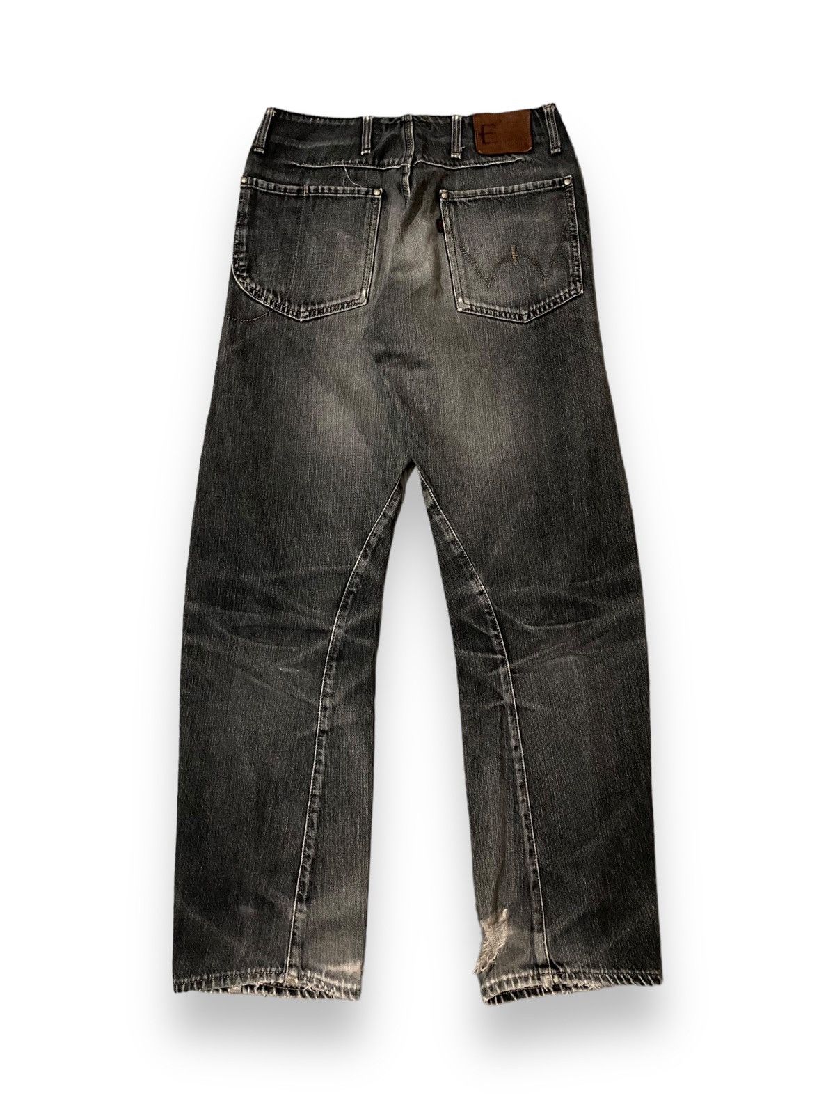 Edwin × Japanese Brand × Le Grande Bleu (L.G.B.) Vintage Edwin E Function Black Faded Curved Leg Jeans Pants Size US 31 - 5 Thumbnail