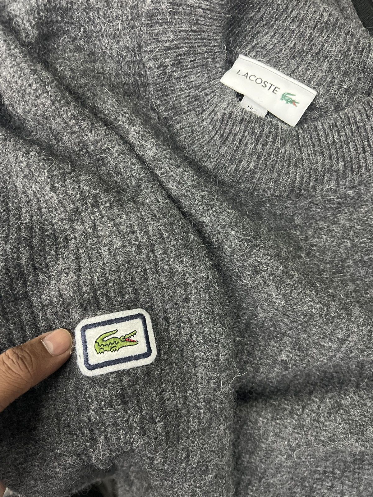 Lacoste × Vintage Vintage Lacoste Grey Knit Wool Sweater Size US XS / EU 42 / 0 - 10 Thumbnail