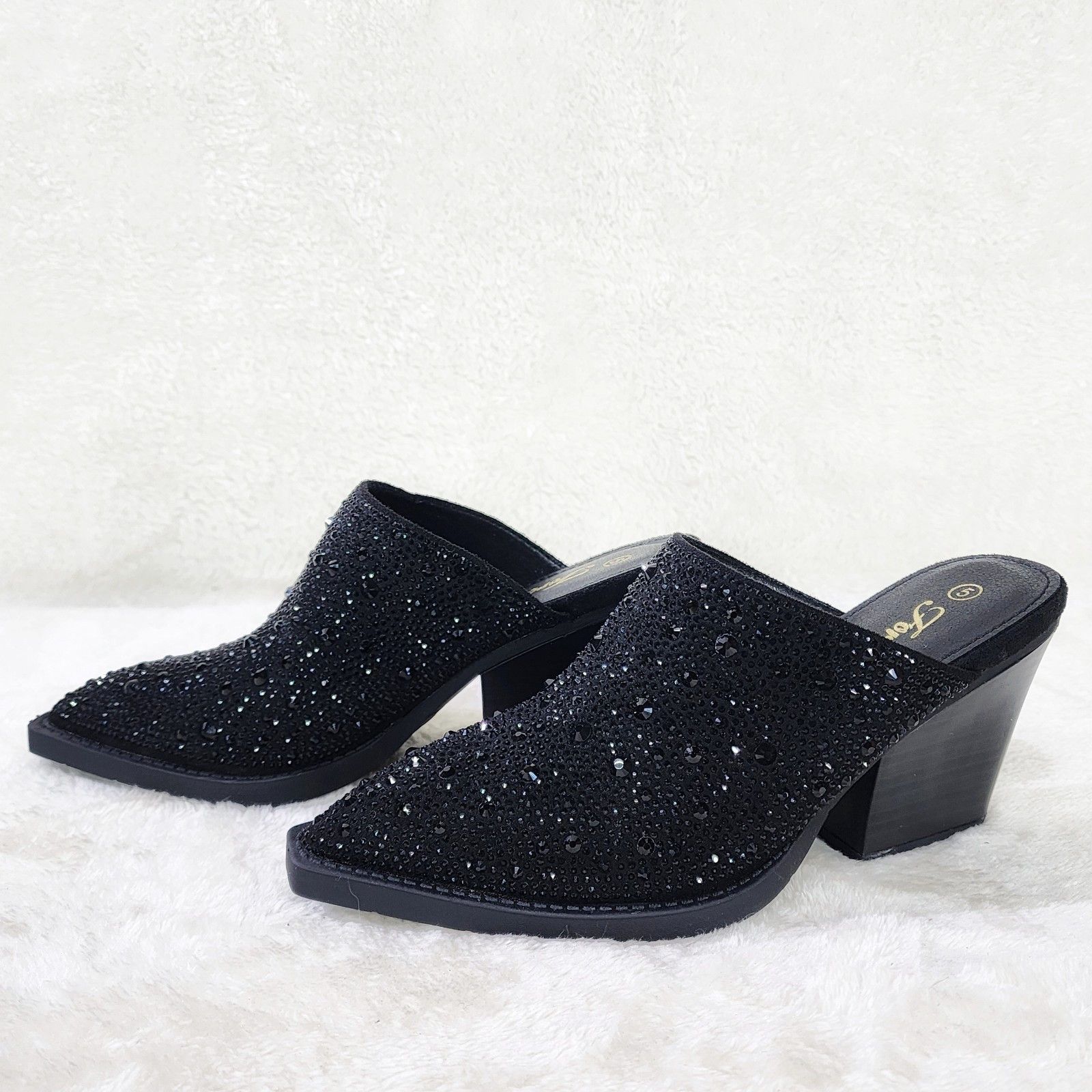 Other Vibes Western Cowgirl Slip On Shoes Mules / Clogs Black Rhin Size US 7 / IT 37 - 6 Thumbnail