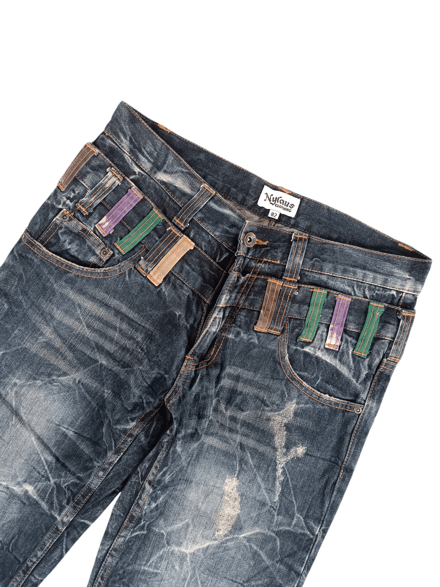 Japanese Brand 💥VINTAGE NYLAUS JEANS DOUBLE WAIST DESIGN RARE Size US 30 / EU 46 - 13 Thumbnail