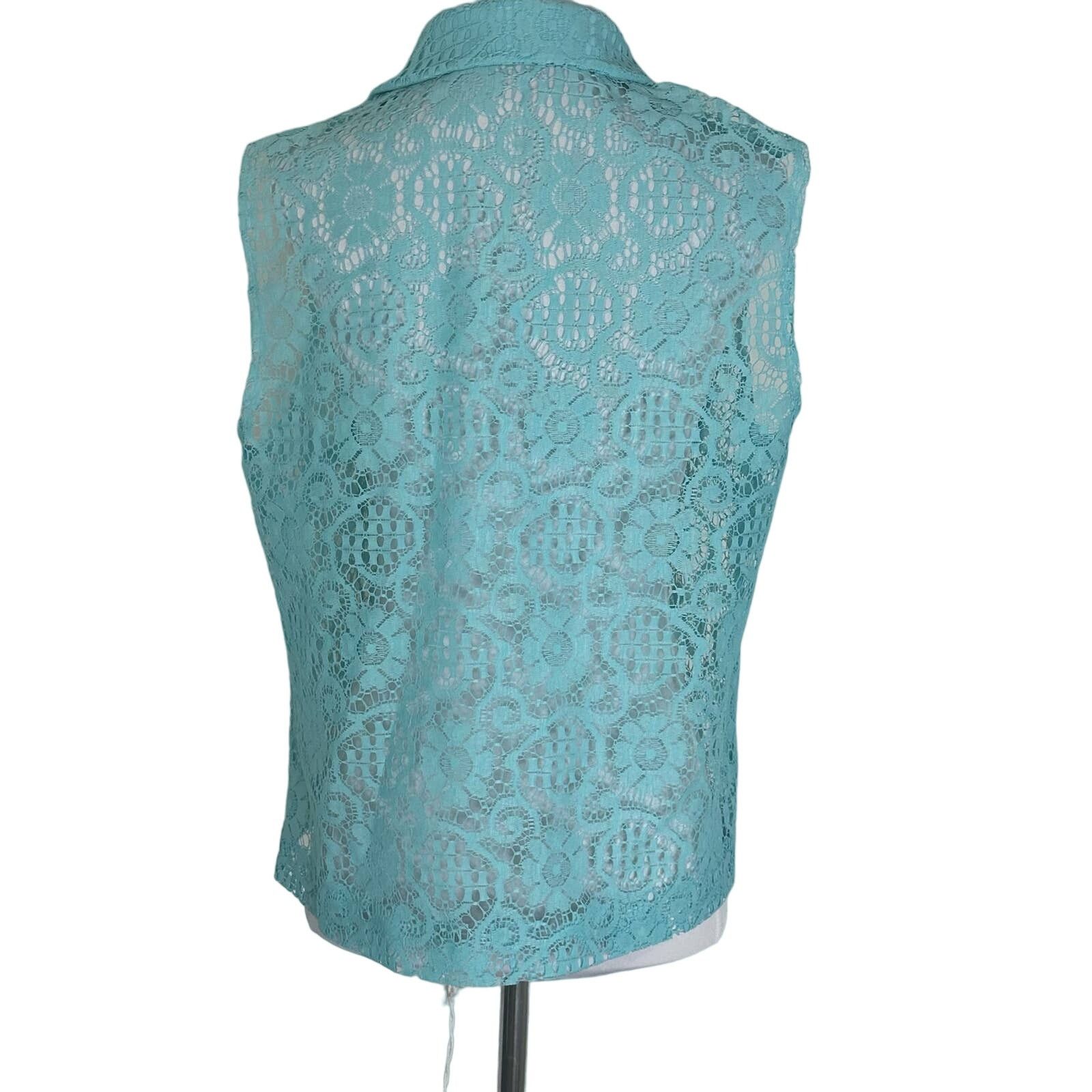 Other Vintage 1960s Mod Blue Lace Open Boho Cottagecore Vest M Size M / US 6-8 / IT 42-44 - 4 Thumbnail