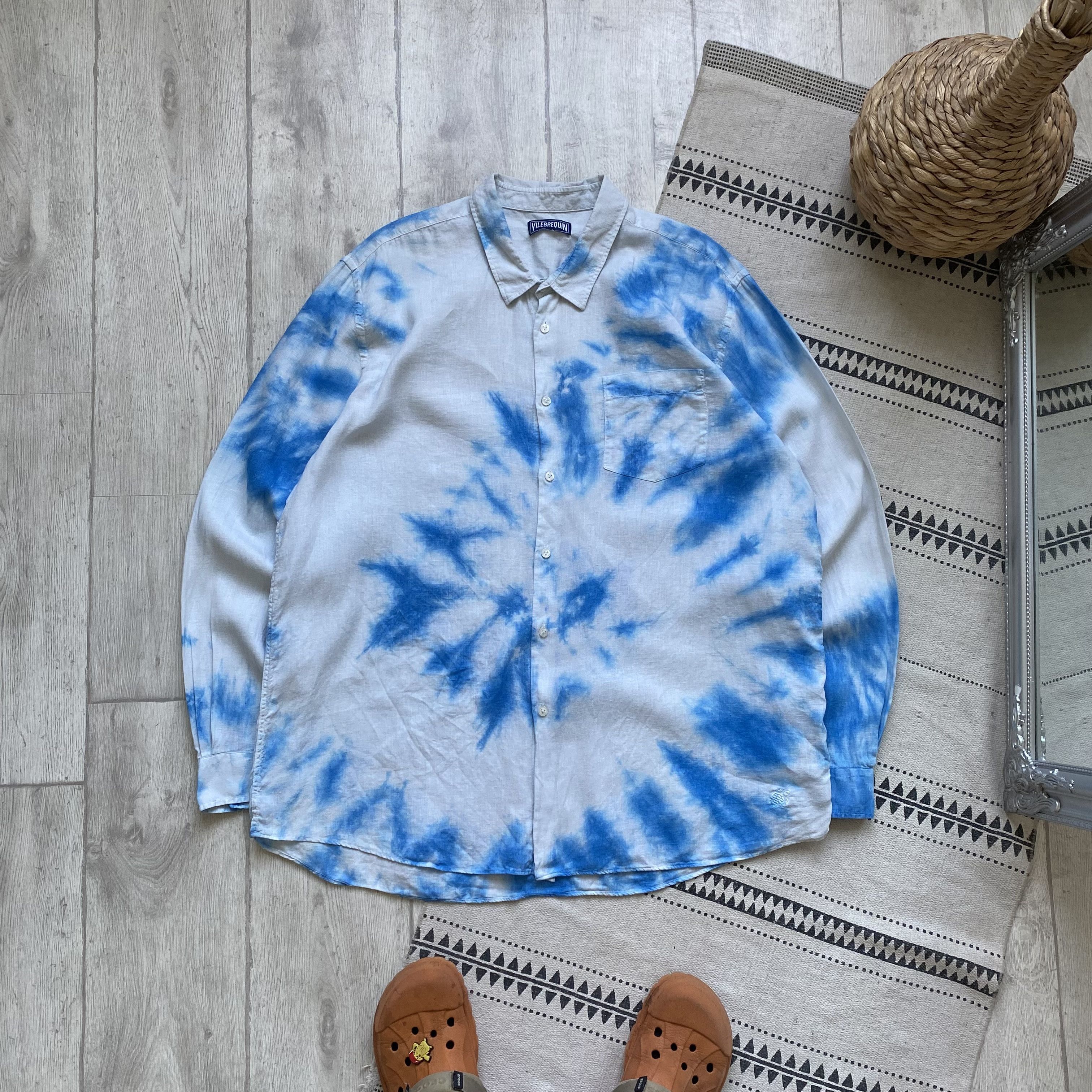 Vilebrequin 🐢 3XL Vilebrequin linen Shirt Tie dye Oldmoney Luxury Size US XXL / EU 58 / 5 - 1 Thumbnail