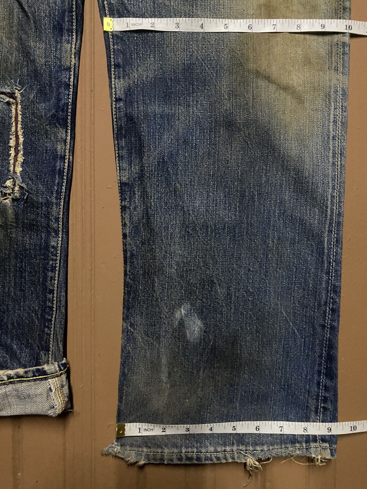 The Real McCoy's Vintage Joe Mccoy Mud Wash Selvedge Distressed Baggy Jeans Size US 33 - 20 Thumbnail